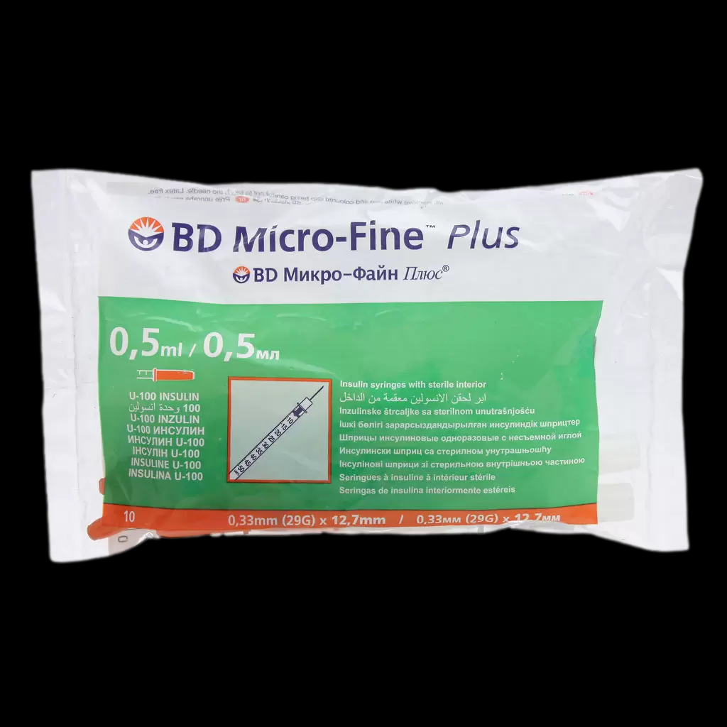 Шприц одноразовый инсулиновый Becton Dickinson Micro-Fine plus игла 0,33 * 12,7 29 G 0,5 мл
