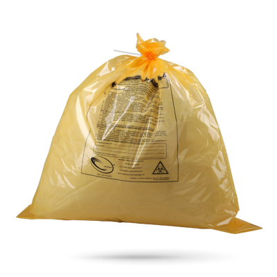 Пакеты для утилизации отходов плотные класс Б желтые 800 * 900 мм 100 шт