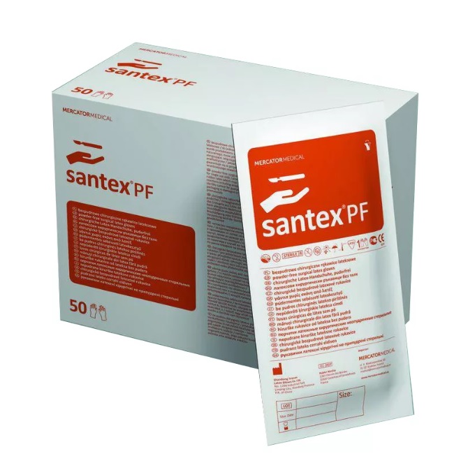 Перчатки стерильные латексные хирургические неопудренные Santex PF размер 6 пара