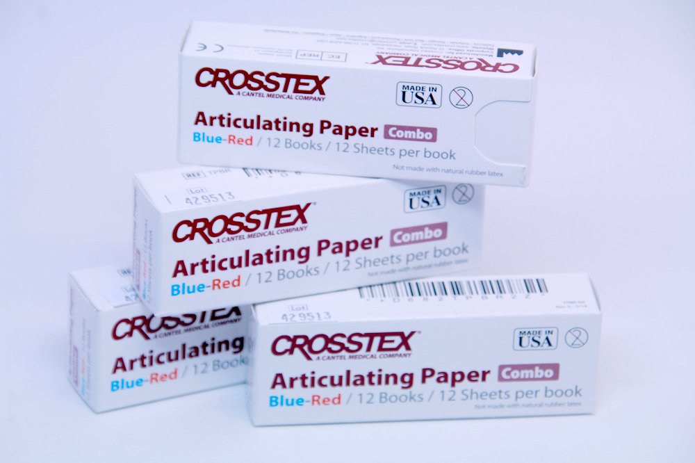 Бумага артикуляционная CROSSTEX 71 мкм 144 листа красно-синяя 