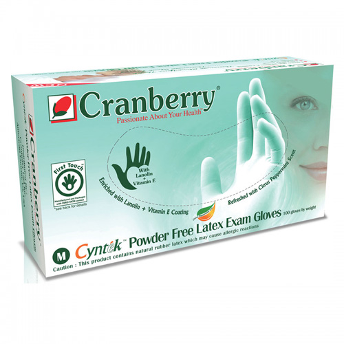 Перчатки латексные Cranberry Cyntek аромат цитрус-мята размер S 100 шт
